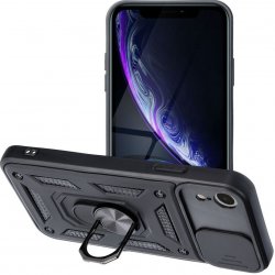 Pouzdro AppleMix SLIDE ARMOR Apple iPhone Xr - plastové / gumové - odolné - krytka fotoaparátu - černé
