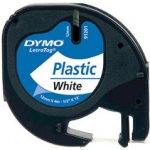 Originální páska pro DYMO 91221, S0721660, černý tisk/bílý podklad, 4m, 12mm, LetraTag plastová páska