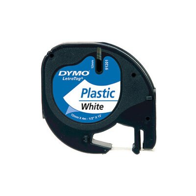 Originální páska pro DYMO 91221, S0721660, černý tisk/bílý podklad, 4m, 12mm, LetraTag plastová páska