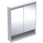 Geberit ONE - Zrcadlová skříňka s LED osvětlením, 750x900x150 mm, 2 dvířka, s nikou, vestavná, hliník 505.822.00.1