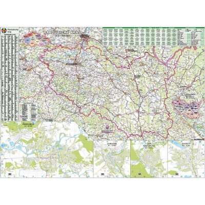 ZES Pardubický kraj - nástěnná mapa 130 x 96 cm Varianta: bez rámu v tubusu, Provedení: laminovaná mapa v lištách