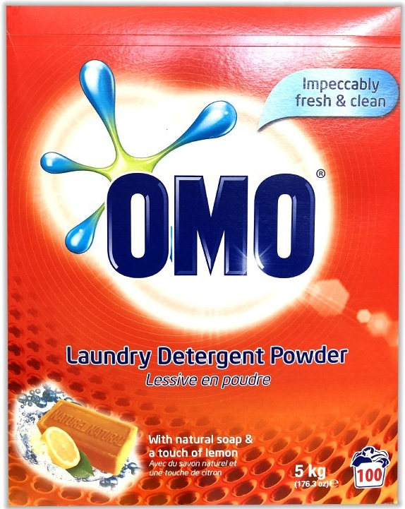 Omo Laundry Detergent prací prášek na bílé i barevné prádlo s přírodním mýdlem 5 kg