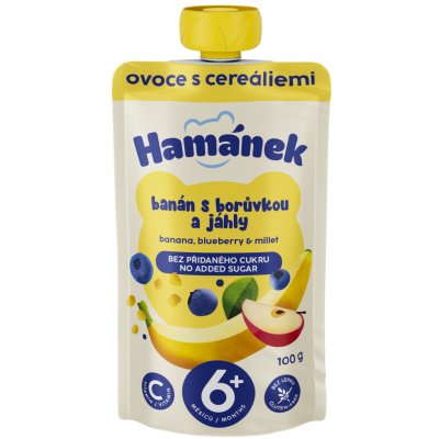 Hamánek kapsička Jablko s banánem borůvkou a jáhly 100 g – Hledejceny.cz