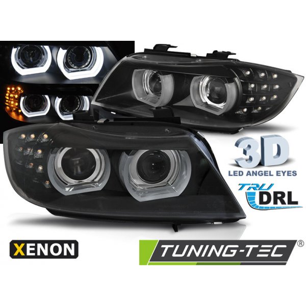 Přední světlomet Přední světla xenon D1S, LED blinkr,DRL, BMW E90/E91 09-11 černá