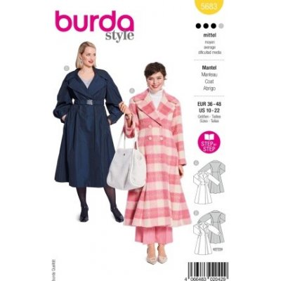 Střih Burda 5683 na dámský kabát - kombinace 2 střihy – Zboží Mobilmania