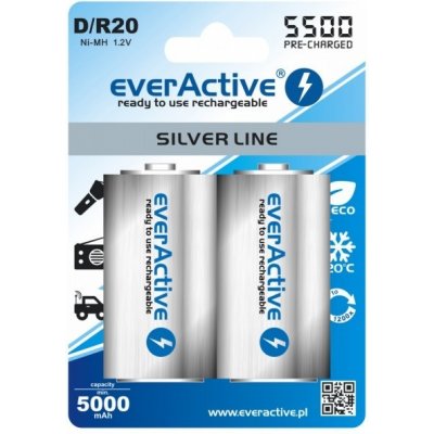 EverActive Silver Line D 5500 mAh 2ks EVHRL20-5500 – Zboží Mobilmania