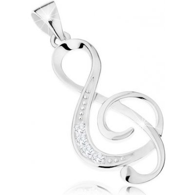 Šperky Eshop Stříbrný přívěsek 925, houslový klíč zdobený čirými zirkonky AC12.31 – Zboží Mobilmania