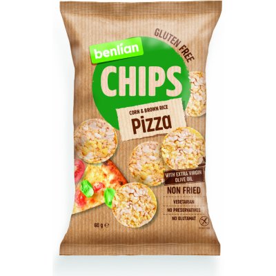 Benlian Rice Chips chipsy z kukuřice a hnědé rýže s příchutí pizzy 60 g – Sleviste.cz