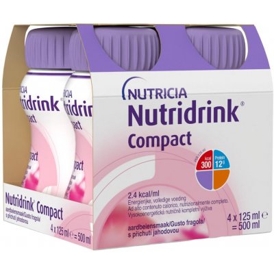 NUTRIDRINK COMPACT PROTEIN S PŘÍCHUTÍ JAHODOVOU POR SOL 4X125ML – Hledejceny.cz