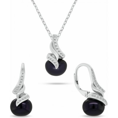Brilio Silver Elegantní set šperků s tmavými perlami SET298WBC – Zboží Dáma