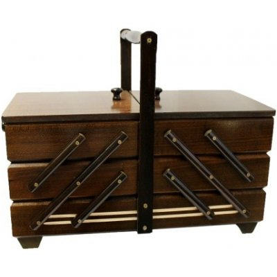 Kazeta na šití tmavé dřevo rozkládací velká – Zboží Dáma