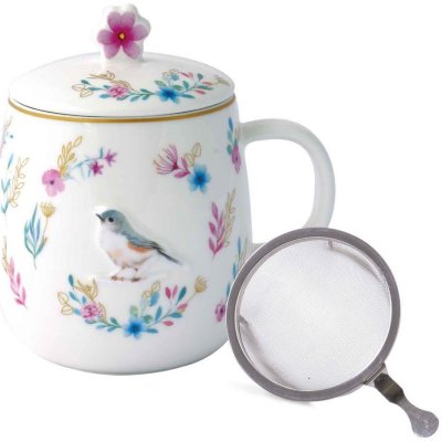 Fancy Garden Porcelánový hrnek se sítkem a pokličkou na čaj 450 ml – Hledejceny.cz