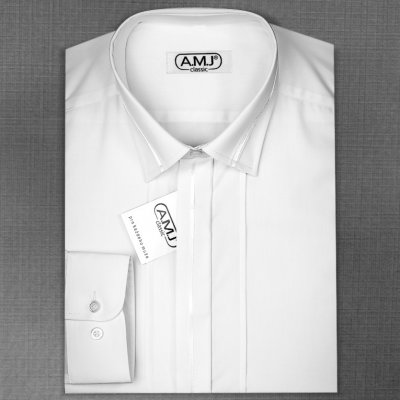 AMJ luxusní košile JDAP018SAT dlouhý rukáv prodloužená délka zdobený límec bílá – Zboží Mobilmania