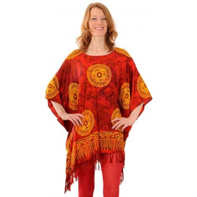 BOB halenka batikovaná Pončo Mandala červeno-žlutá – Zboží Dáma