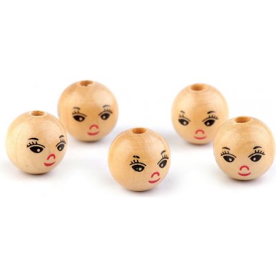 Stoklasa Dřevěné korálky s obličejem Ø18 mm přírodní – Hledejceny.cz