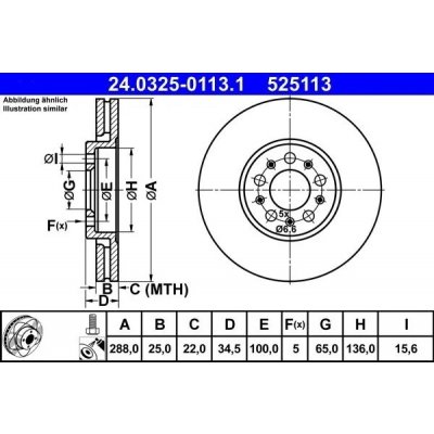 Brzdový kotouč ATE 24.0325-0113 (AT 525113) - Power Disc -... – Sleviste.cz