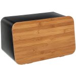 5five Simply Smart Kovový chlebník s bambusovou deskou, černý, 37 × 22,5 × 23,5 cm – Zboží Dáma