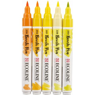 Royal Talens 11509902 Ecoline brushpen set sada štětečkových akvarelových popisovačů yellow 5 ks – Hledejceny.cz
