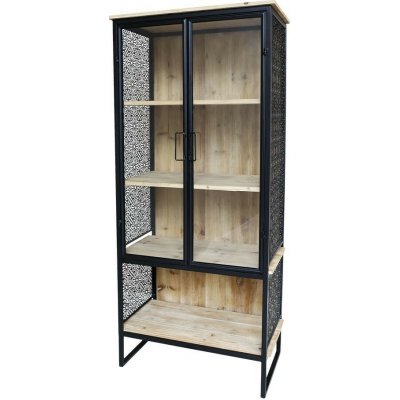 Chic Antique Vence Přírodně černá kovová s dřevěnými policemi 71 x 38 x 160 cm – Zboží Mobilmania