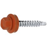 Samořezný střešní farmářský šroub KLIMAS 4,8 x 35 mm RAL 8004 měděně hnědý s podložkou EPDM (250 ks/bal) – Sleviste.cz