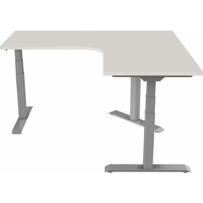 DELSO Rohový elektrický výškově nastavitelný stůl SHAPER 130x160cm - LEVÝ - šedá, Světle šedá