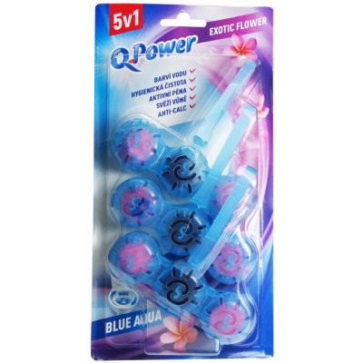 Q-Power Tuhý WC závěs Blue Aqua Exotic Flower 3 x 40 g – Zboží Dáma