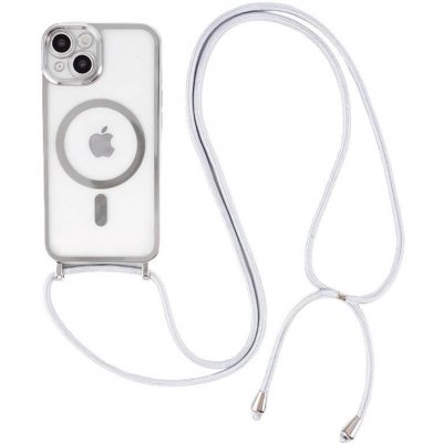 SES MagSafe silikonový se šňůrkou pro Apple iPhone 13 stříbrný 17180 – Zboží Mobilmania