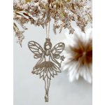 Champagne vánoční dekorace víla Fairy glitter - 9*14 cm - Chic Antique – Hledejceny.cz