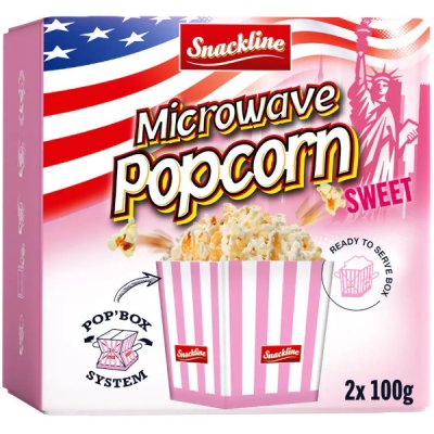 Snackline popcorn do mikrovlnky, sladký 2x100 g