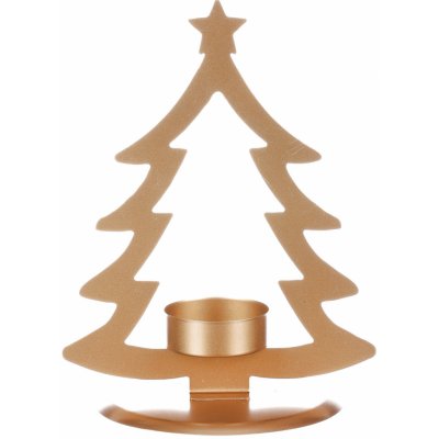Svícen kovový ve tvaru stromku na čajovou svíčku matná zlatá CP151094-ZLATA – Zboží Mobilmania