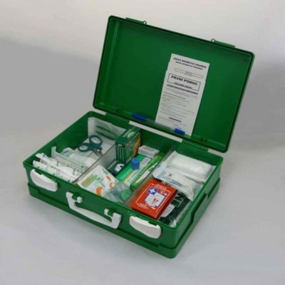 VMBal plastový kufr první pomoci s náplní SPC zelený