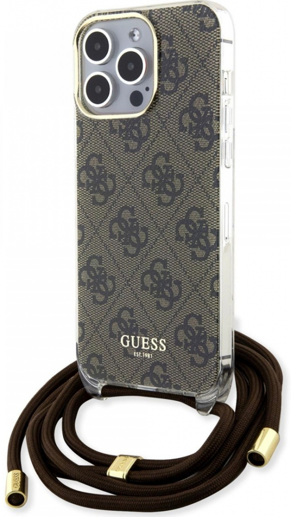 Guess IML 4G Printed Crossbody iPhone 15 Pro, hnědé