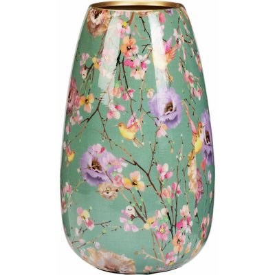 H & S COLLECTION Váza s květinovým potiskem 30 cm zelená KO-A67825340 – Hledejceny.cz