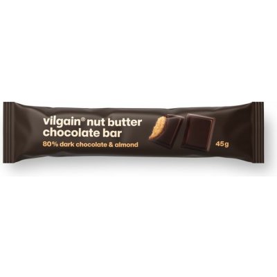 Vilgain Nut Butter Chocolate Bar 80% hořká čokoláda s mandlovým krémem 45 g – Sleviste.cz