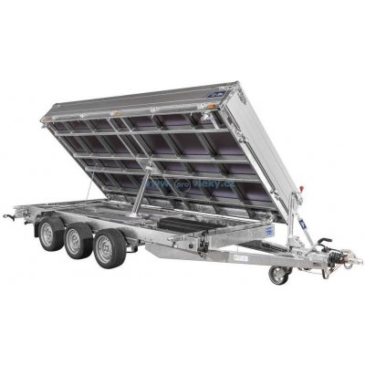 Saris Přívěs 3-str. sklápěč406x204cm 3500kg 3 nápravy listová pera, nájezdy – Hledejceny.cz