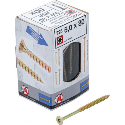 BGS Diy BGS 88009, Víceúčelové šrouby | T-profil (pro Torx) T25 | 5,0 x 80 mm | 50 ks – Hledejceny.cz