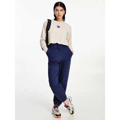 Tommy Hilfiger Tommy Jeans TJW CROP TOMMY BADGE CENTER LS krémové – Zboží Mobilmania