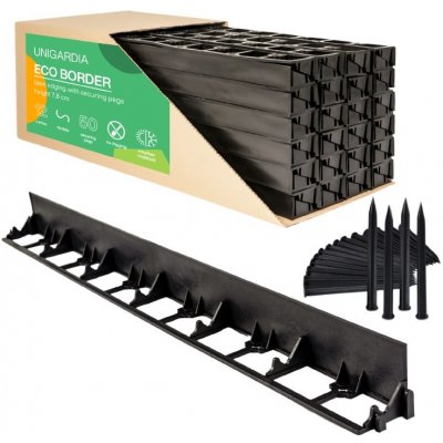 Unigardia Eco Neviditelný obrubník 7,8 cm x 18 m se 100 kolíky černá 1 ks – Sleviste.cz