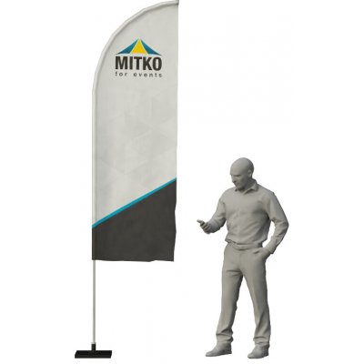 MITKO Reklamní vlajka Rider M (80x250 cm) s hliníkovým stožárem – Rovné – Hřeb s ocelovým rotátorem ⌀ 20 mm – Hledejceny.cz