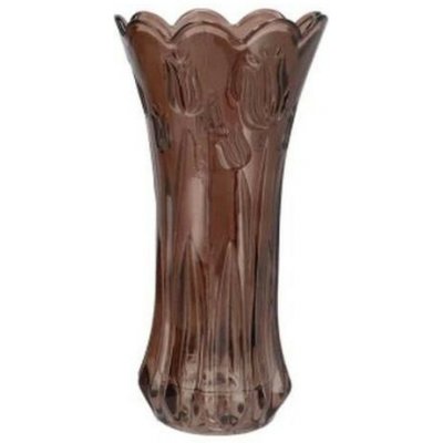 Čokoládově hnědá skleněná váza s reliéfem tulipánů Delight - Ø 10*20 cm - daan kromhout – Hledejceny.cz