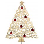 Amadea Dřevěný 3D stromek s červenými kuličkami výška 47 cm – Zboží Mobilmania