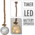 osvětlení KOULE LED pr.15cm skl.BÍ,na laně 95cm s časovačem ABR522120 – Hledejceny.cz