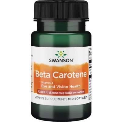 Swanson Beta Carotene, Vitamin A, 10 000 IU, 100 softgelových kapslí