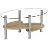 Konferenční stolek Kondela Panty New ocel, čiré sklo, dub sonoma