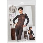 Průsvitný catsuit s krajkovým límečkem a otevřeným rozkrokem, M/L – Sleviste.cz