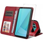 Enkay Premium Set Peněženkové pouzdro a ochranné sklo Sony Xperia 10 VII červené – Zboží Mobilmania