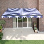 zahrada-XL Automatická zatahovací markýza modrá a bílá 4,5 x 3 m – HobbyKompas.cz