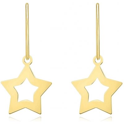 Šperky eshop Visací náušnice ze žlutého zlata symetrické hvězdy afroháček S5GG257.31