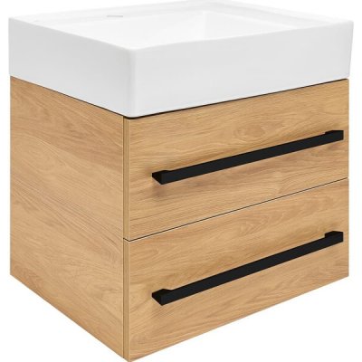 SAT Skříňka s umyvadlem a černou úchytkou Cube Way dub hickory mat CUBE46C602DHSATCW – Zboží Dáma
