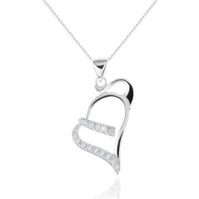 Šperky eshop Stříbrný kontura asymetrického srdce zirkonové linie SP52.17 – Zboží Mobilmania